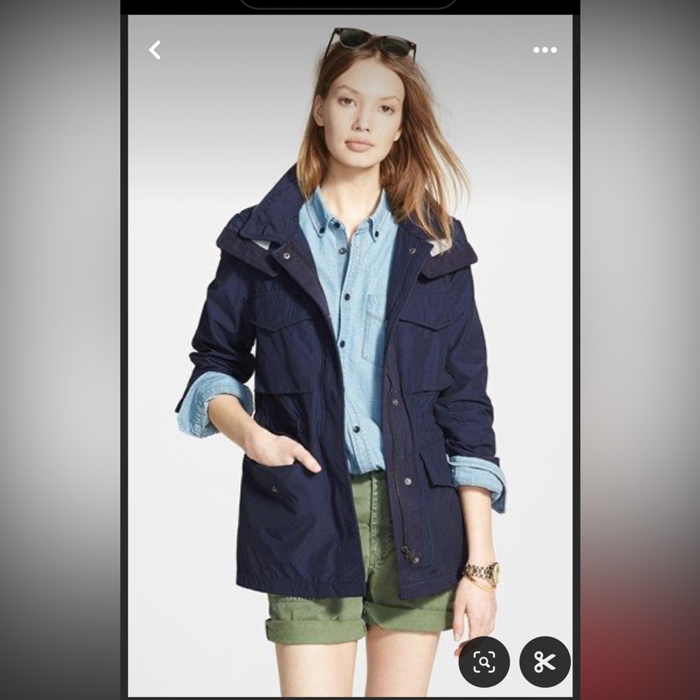 Madewell navy blue hooded fielder anorak coat Large
